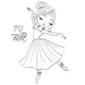 Hand drawn beautiful, lovely, little ballerina girl.